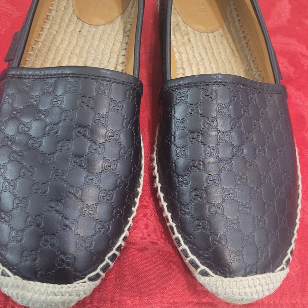 GUCCI GUCCISSIMA LEATHER ESPADRILLE SHOES 39